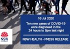 Ten new cases of COVID-19 were diagnosed in the 24 hours in NSW