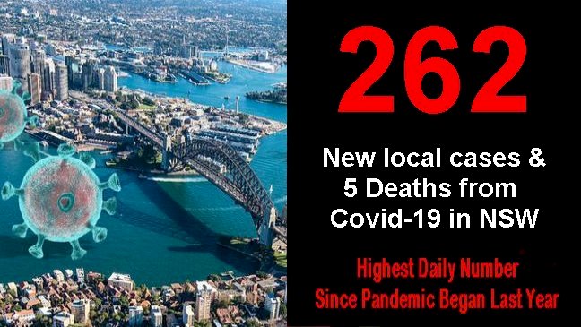 NSW records 262 new local COVID-19 cases and five deaths